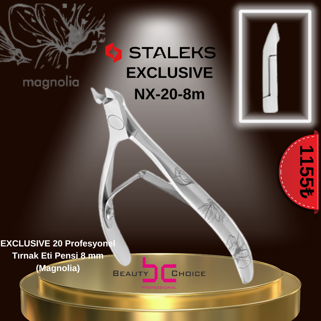 STALEKS EXCLUSIVE 20 Profesyonel Tırnak Eti Pensi 8 mm (Magnolia)