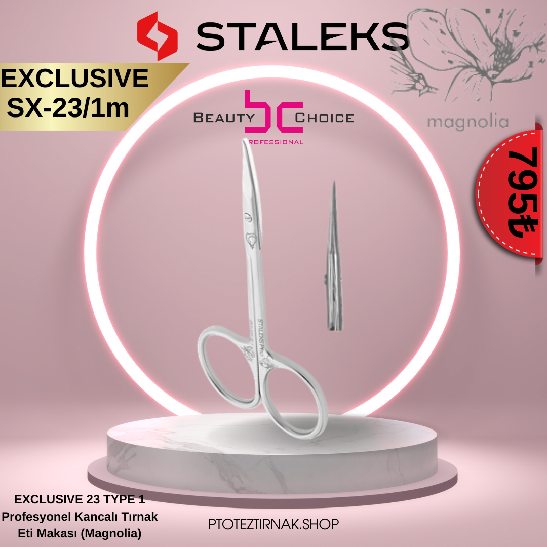 STALEKS EXCLUSIVE 23 TYPE 1 Profesyonel Kancalı Tırnak Eti Makası (Magnolia)