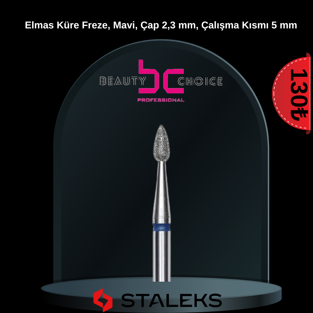 STALEKS Elmas Küre Freze, Mavi, Çap 2,3 mm, Çalışma Kısmı 5 mm