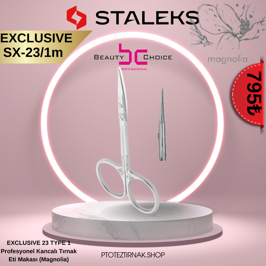 STALEKS EXCLUSIVE 23 TYPE 1 Profesyonel Kancalı Tırnak Eti Makası (Magnolia)